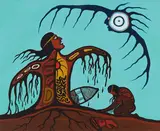 Man Returning to Earth by Carl Ray, acrylic on canvas, sold Aug 2026