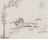Untitled (Crying Sun) by Lawrence Paul Yuxweluptun, 1992, ink on paper, sold Aug 2026