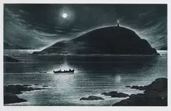 Wesleyville: Night Passage on Bennett’s High Island by David Blackwood, 1981, etching and aquatint on paper, sold Aug 2026