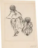 Schwestern by Heinrich Zille, Kohle auf Papier, sold Oct 2022
