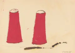 Ohne Titel by Meuser, 1996, Deckfarbe und Öl über Bleistift auf Papier, sold May 2021