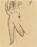 Zwei Tänzerinnen by Ernst Ludwig Kirchner, Um 1928, Tuschfeder auf Papier, sold Jan 2021