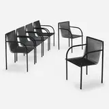 Chairs model R401, set of six by Shiro Kuramata, 1982, enameled steel, rubber, sold Jun 2023