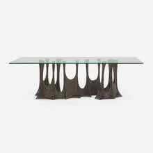 Stalagmite dining table, model PE-102 by Paul Evans, 1969, bronzed resin over steel, glass, sold Jun 2023