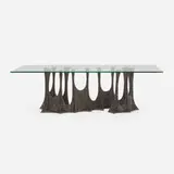 Stalagmite dining table, model PE-102 by Paul Evans, 1969, bronzed resin over steel, glass, sold Jun 2023