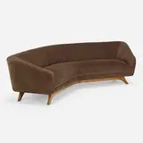 Wide Angle sofa, model 506 by Vladimir Kagan, walnut, upholstery, sold Jun 2023