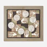 Untitled (wall plaque) by Clyde Burt, c. 1965, glazed stoneware, painted pine, sold Jun 2023