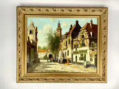 Untitled by Hendrik Ten Hoven, Oil on canvas street scene, offered Dec 2025