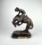 Untitled by Frederic Remington, bronze sculpture rattlesnake on marble base, offered Oct 2025
