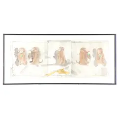 Monkey and Ice Cream by Robert Andrew Parker, Drypoint and watercolor on paper, offered Mar 2026