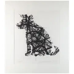 Jackson Pollock's Dog (on My Old BW TV) by David Gilhooly, 1991, Lithograph on Rives BFK paper, offered Nov 2025