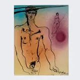 She Is On His Mind by Peter Flinsch, 1972, Ink and airbrushed watercolor, offered Dec 2025