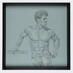 Untitled by David Eugene Henry, Graphite and white chalk on blue gessoed board, offered Dec 2025