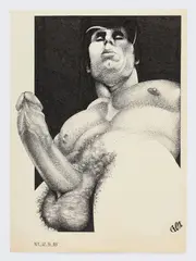 Chris Rage by ... Rex, 1985, Ink and graphite on paper, offered Dec 2025