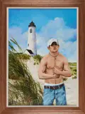 The Boy In The White Cap-Great Point Lighthouse-Nantucket by Lynn Ash, Oil on panel, offered Dec 2025