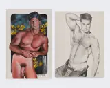 A collection of two (2) works. One painting is signed on the bottom right by Rick Chris, 2005, Graphite on paper, offered Dec 2025