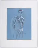 Colored by John David, pencil on mid-tone blue paper, offered Dec 2025