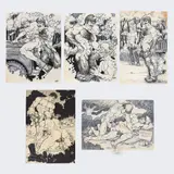 A collection of five (5) original homoerotic illustrations in the tradition of the naturalism art movement by MATT, Ink and graphite on paper, offered Dec 2025