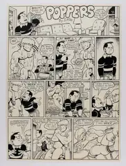 Untitled by Jerry A. Mills, Ink on Bristol board. Original comic panels for Mills' series "Poppers.", offered Dec 2025
