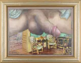 The Blue Blood (from the Penis Portrait series) by Joseph Radoccia, Acrylic, graphite on collage on panel in a repurposed artist, offered Nov 2025