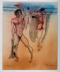 Untitled by Peter Flinsch, 1972, Ink, airbrush and watercolor, offered Nov 2025