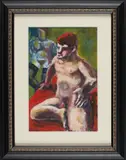 Painting of a seated red-haired male nude by Peter Howson, Gouache on paper, offered Nov 2025