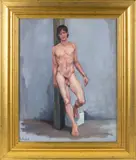 Male Nude Study II (Daniel) by Robert J. Hughes, Oil on canvas, offered Nov 2025