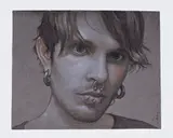 Untitled by Todd Yeager, Ink and colored pencil on medium tone grey paper. 2009, offered Nov 2025
