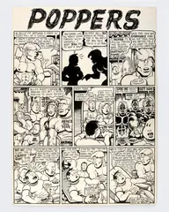 Untitled by Jerry A. Mills, Ink on Bristol board. Original comic panels for Mills' series "Poppers.", offered Nov 2025