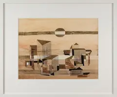 Untitled by Mary Shore, 1955, Mixed media on paper, including pen and ink with metallic paint wash. Initialed and, offered Oct 2025
