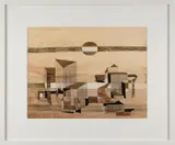 Untitled by Mary Shore, 1955, Mixed media on paper, including pen and ink with metallic paint wash. Initialed and, offered Oct 2025