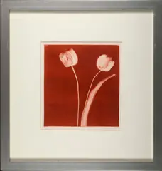 Tulips On Rust by Michael Mazur, Monotype on paper, offered Oct 2025