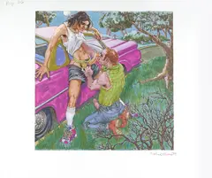 After the Game by Michael Kirwan, 1999, Ink and alcohol marker on paper, offered Aug 2025