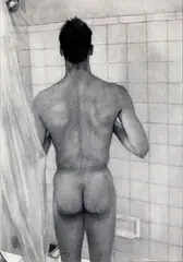 Photorealist by Stephen Hale, charcoal drawing on paper, offered Aug 2025
