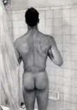 Photorealist by Stephen Hale, charcoal drawing on paper, offered Aug 2025