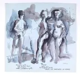 Miserable is He Who Neither Loves Nor Frolics by Theodore Titolo, Ink and watercolor on paper. 1962, offered Aug 2025