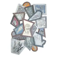 Untitled by Don Howard, 1996, Mixed media - wood, graphite, string, photocopy prints and acrylic, offered Aug 2025