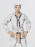 The Sailor by Kent Neffendorf, 2011, Graphite and acrylic on illustration board, offered Aug 2025