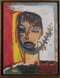 Es Zet by Klaus Hoefs, 1985, Oil on board, offered Jul 2025
