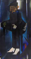 Reinhard by Thomas Lange, 1985, Oil and collage on canvas, offered Jul 2025