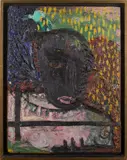 Es Zet 3 by Klaus Hoefs, 1985, Oil on board, offered Jul 2025