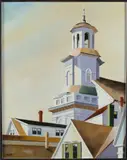 View of the Center Methodist Church—Provincetown Library by Provincetown Painter, Oil on artist board, offered Jul 2025