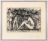 Family at the Beach by Florence Leif, Ink on paper. 1963, offered Jul 2025