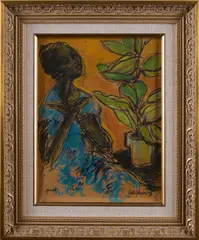 Janet by Milton Derr, Pastel, gouache and pencil on paper, offered Jul 2025