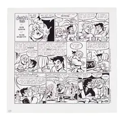 Original inked page from the "Chelsea Boys" comic strip. Published in 'Next' magazine in by Glenn Hanson, 2002, Ink on Bristol paperboard, offered May 2025