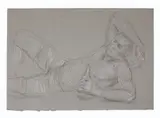 Shirtless Man with Bottle (Studies verso) by Paul Cadmus, Pencil and chalk on grey-toned, deckled-edge, thick stock paper. Verso three mal, offered May 2025