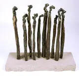 A Gathering of Figures by Linda Prokop, Bronze mounted on stone, offered Feb 2025