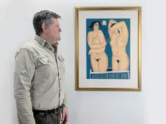 Dual Nude by Eng Tay, Oil stick on paper. Monogrammed twice at bottom left, offered Feb 2025