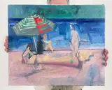 Under the Umbrella by Florence Leif, 1957, Oil on canvas, offered Feb 2025
