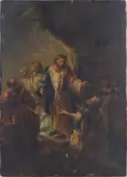 Biblical Scene by Old Master, Oil on hand-carved and assembled panel. 29 cm x 41 cm, offered Feb 2025